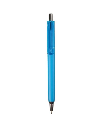 Penna a scatto colorata con clip trasparente fluo Celeste
