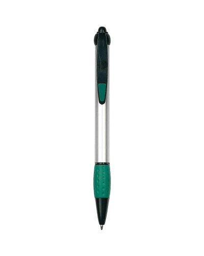 Penna con fusto argentato e impugnatura in gomma Verde