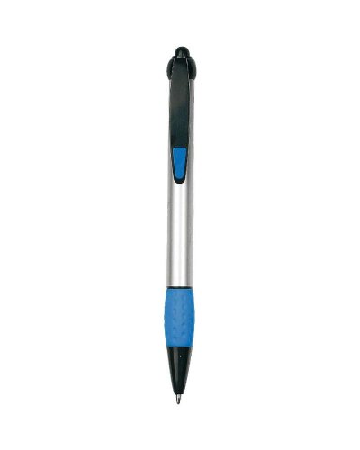 Penna con fusto argentato e impugnatura in gomma Blu scuro