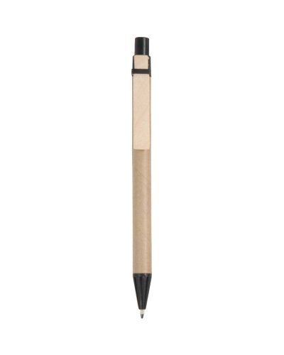 Penna a sfera in cartoncino e clip in legno Nero