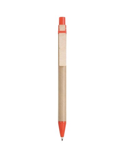 Penna a sfera in cartoncino e clip in legno Rosso