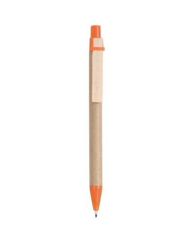 Penna a sfera in cartoncino e clip in legno Arancione