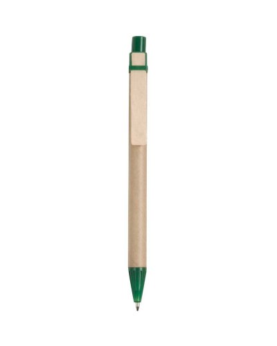 Penna a sfera in cartoncino e clip in legno Verde