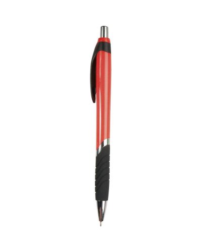 Penna a sfera a scatto con fusto colorato Rosso