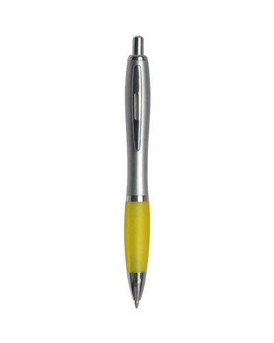 Penna a sfera a scatto con fusto argento Giallo