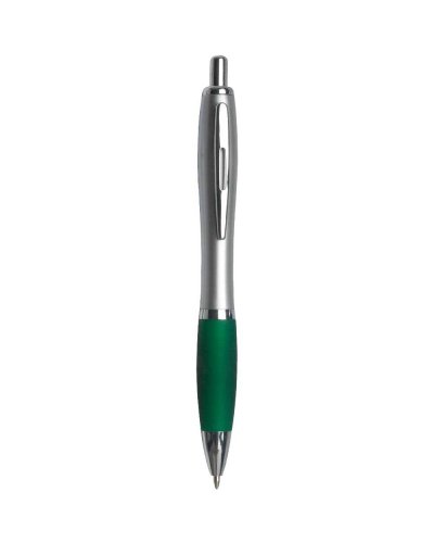 Penna a sfera a scatto con fusto argento Verde