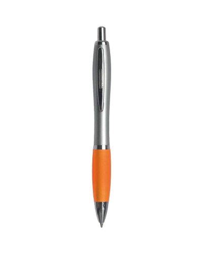 Penna a sfera a scatto con fusto argento Arancione