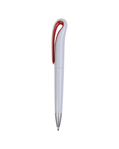 Penna a sfera a scatto con clip curva Rosso