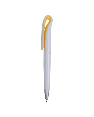 Penna a sfera a scatto con clip curva Giallo