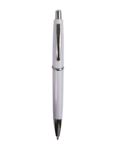 Penna a sfera a scatto Bianco -  Refill Nero
