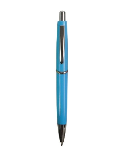 Penna a sfera a scatto Celeste - Refill Blu