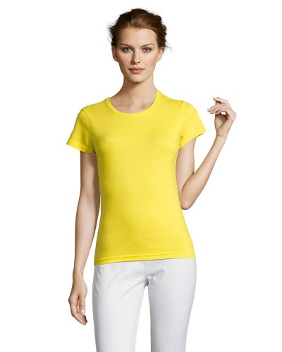 T-shirt donna girocollo Miss Giallo Limone