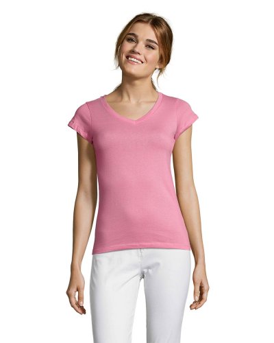T-shirt donna scollo a V Moon Rosa Orchidea