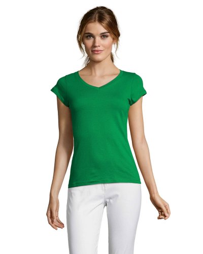 T-shirt donna scollo a V Moon Verde Prato