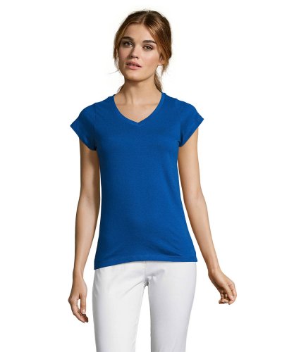 T-shirt donna scollo a V Moon Blu Royal
