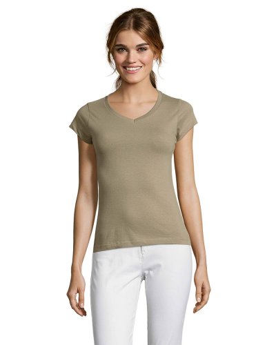 T-shirt donna scollo a V Moon Kaki