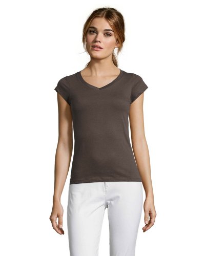 T-shirt donna scollo a V Moon Grigio Scuro