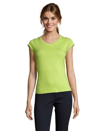 T-shirt donna scollo a V Moon Verde Mela