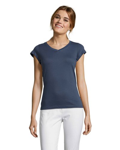 T-shirt donna scollo a V Moon Denim