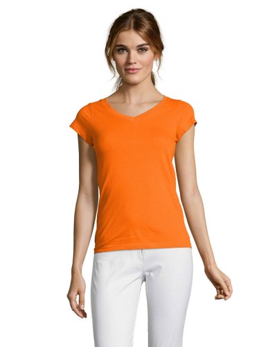 T-shirt donna scollo a V Moon Arancio