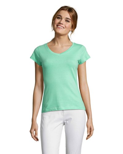 T-shirt donna scollo a V Moon Verde Menta