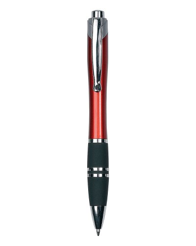 Penna a sfera a scatto con fusto colorato Rosso - Refill Nero