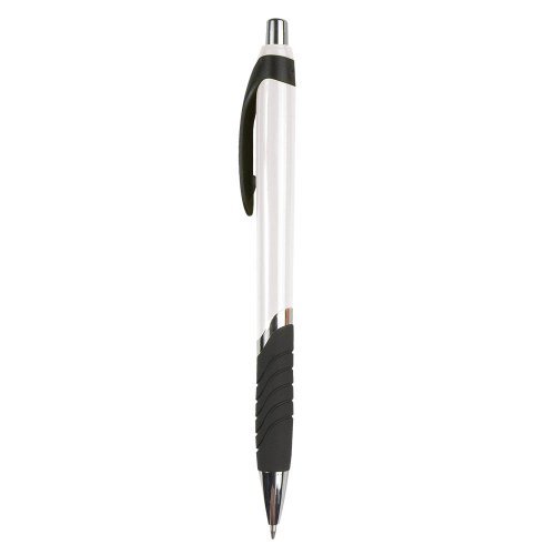 Stylo à bille, corps coloré, grip en caoutchouc, recharge noire