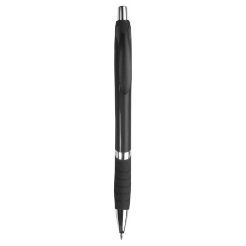Stylo à bille, corps coloré, grip en caoutchouc, recharge noire