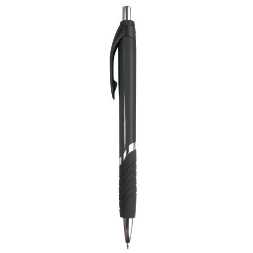 Stylo à bille, corps coloré, grip en caoutchouc, recharge noire