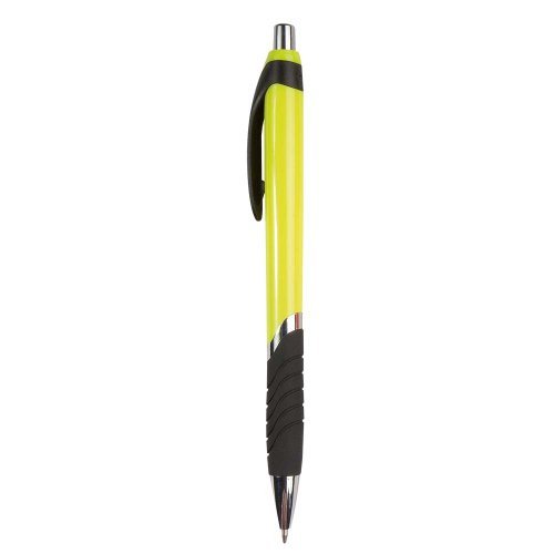 Stylo à bille, corps coloré, grip en caoutchouc, recharge noire