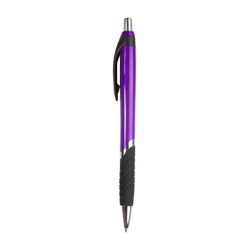 Stylo à bille, corps coloré, grip en caoutchouc, recharge noire