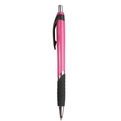 Stylo à bille, corps coloré, grip en caoutchouc, recharge noire