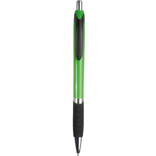 Stylo à bille, corps coloré, grip en caoutchouc, recharge noire