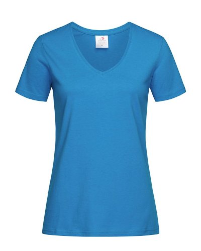 T-shirt donna scollo a V Classic Ocean Blue