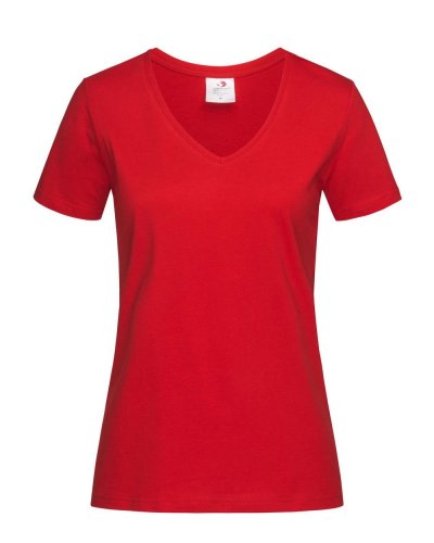 T-shirt donna scollo a V Classic Scarlet Red