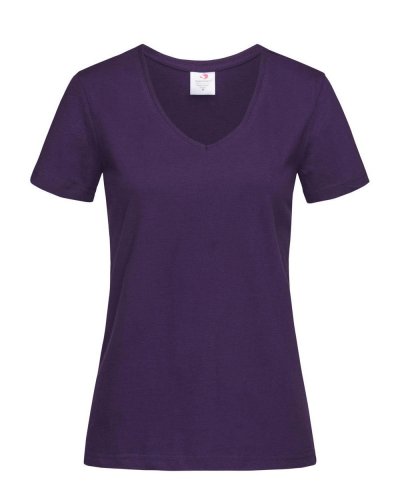 T-shirt donna scollo a V Classic Deep Berry