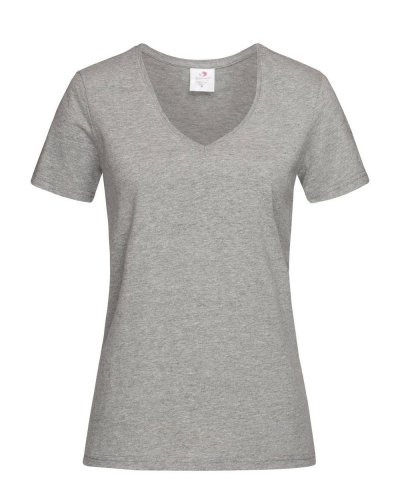 T-shirt donna scollo a V Classic Grey Heather