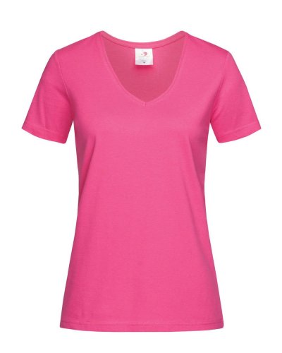 T-shirt donna scollo a V Classic Sweet Pink