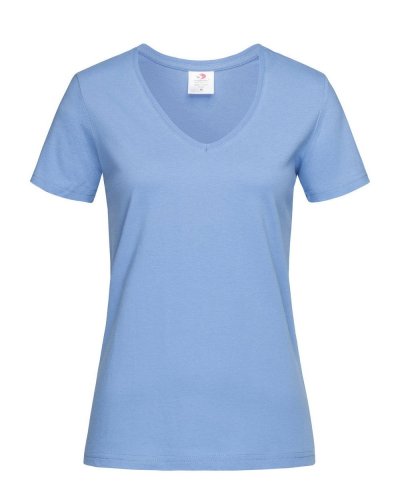T-shirt donna scollo a V Classic Light Blue