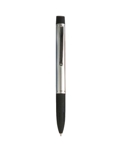 Penna a sfera a scatto in alluminio e materiale gommato Argento