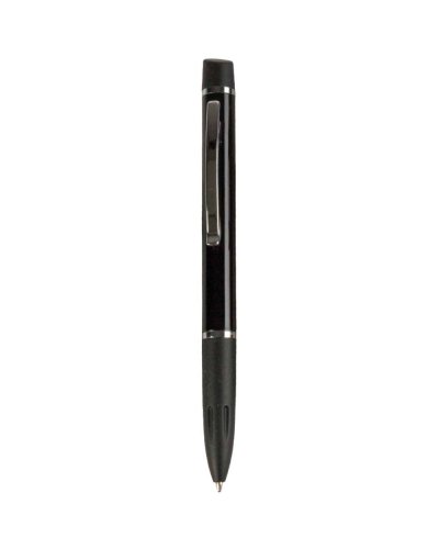 Penna a sfera a scatto in alluminio e materiale gommato Nero