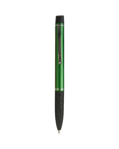 Penna a sfera a scatto in alluminio e materiale gommato Verde