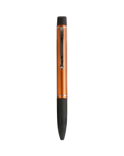 Penna a sfera a scatto in alluminio e materiale gommato Arancione