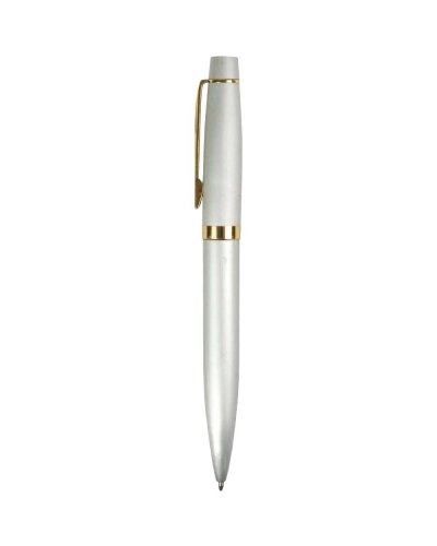 Penna a sfera in alluminio con clip dorata Argento