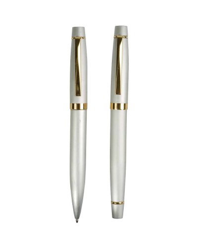 Set penna a sfera + roller in alluminio + Astuccio Argento
