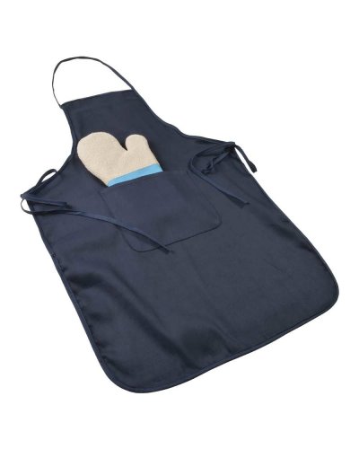 Grembiule in cotone poliestere  con tasca frontale Blu scuro