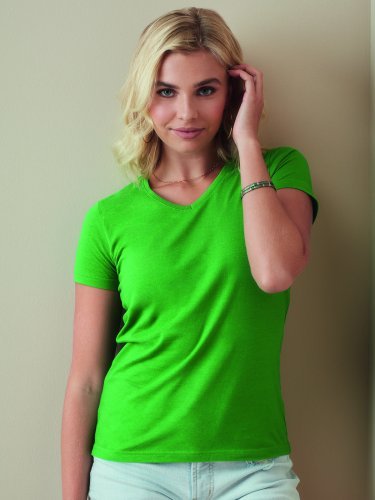 Camiseta de mujer, escote en V, 100% algodón, corte regular