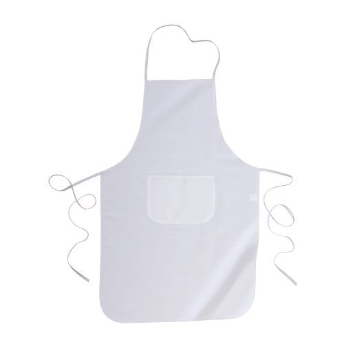 Grembiule bianco Lucky Apron in cotone, grande tasca 60x92 cm