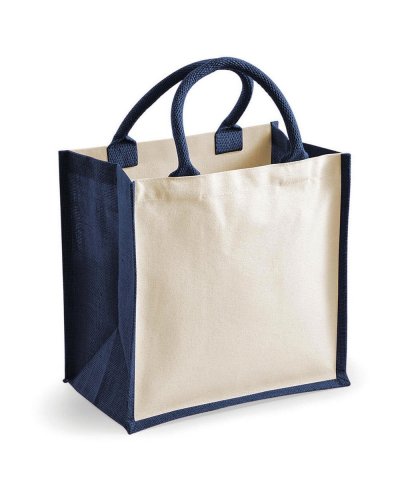 Shopper Printers Jute Midi Navy