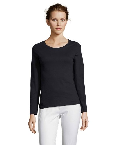 T-shirt donna maniche lunghe Majestic Blu Navy
